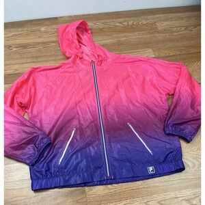 Fila Sport Womens Ombre Lightweight Hooded Rain Jacket Size Large
